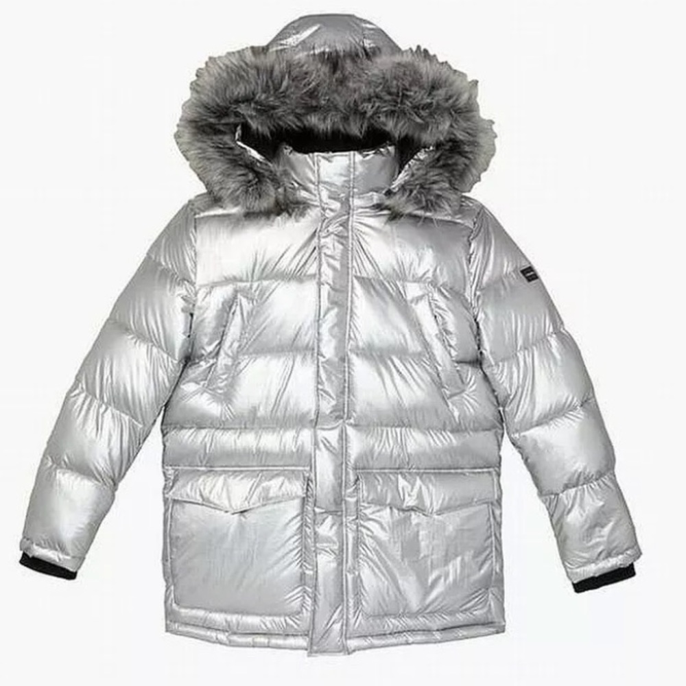 NWT Men’s Calvin Klein Silver Puffer Jacket - Picture 6 of 6